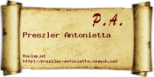 Preszler Antonietta névjegykártya